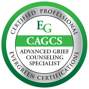 Certified Advanced Grief Counseling Specialist badge, Evergreen Certifications